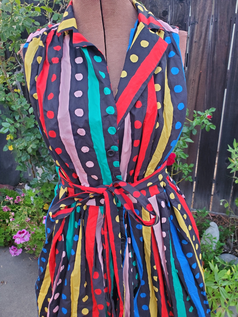 ModCloth Multicolor Polka Dot & Stripe Midi Dress - Picture 2 of 7